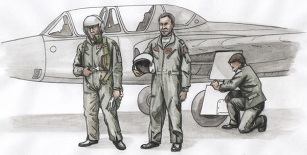 Two Fouga Magister Pilots and mechanic (3 figures)  F-72306
