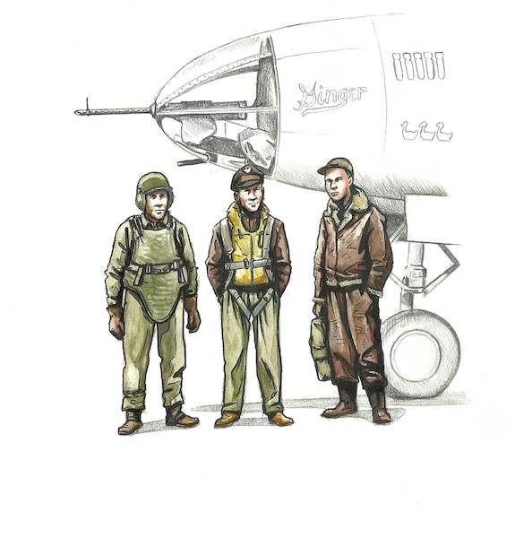 WWII US Bomber Pilot with two gunners F-72339