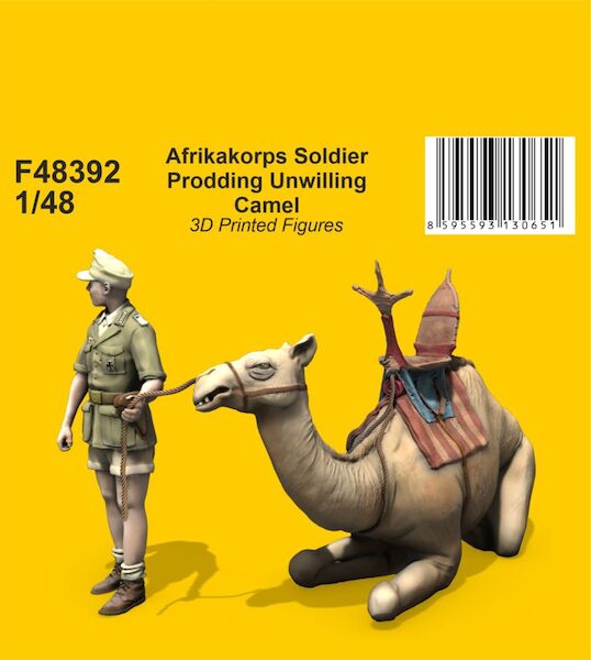 Afrika Corps Soldier prodding unwilling Camel F48392
