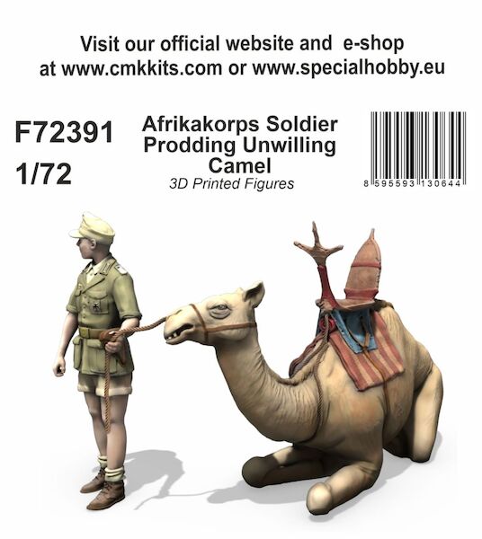 Afrika Corps Soldier prodding unwilling Camel  F72391