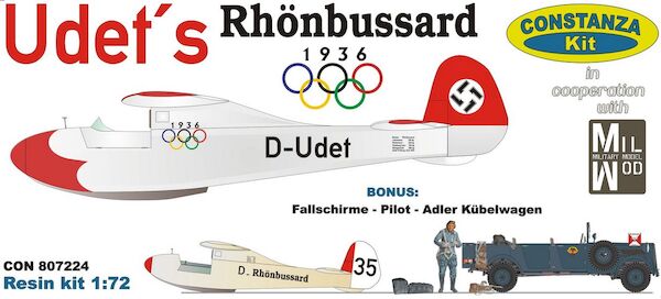 Udet´s Rhönbussard 1936 - incl. Adler-Kübelwagen, Pilot & Parachutes  CON807224