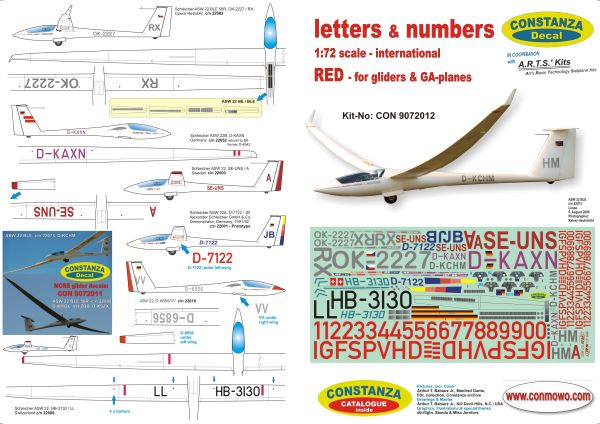 Letters and digits for civil gliders and GA Aircraft CON9072012