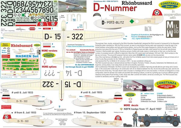 Rhönbussard D-Nummer Decals  CON9072013