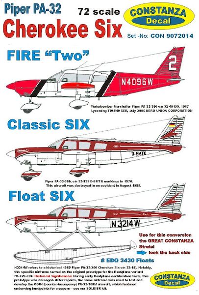 Piper PA32 Cherokee six (Fire Two, Classic six, Float six)  CON9072014