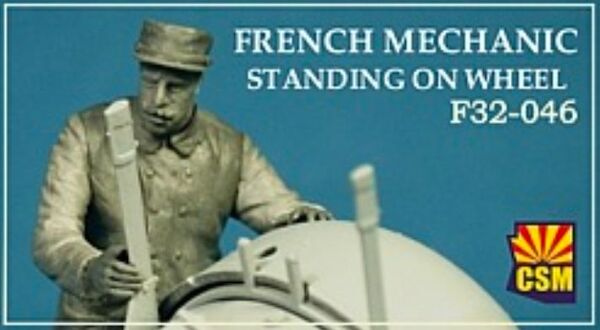 French Airman Standing on wheel  F32-046