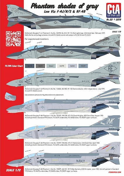 Phantom shades of gray - Low Viz F-4J/N/S & RF-4B (9 Markings)  CTA-023