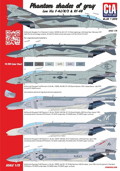Phantom shades of gray - Low Viz F-4J/N/S & RF-4B (9 Markings) CTA-023