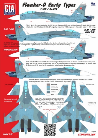 Sukhoi Su27 Flanker- D Early types (T10L / Su27K)  CTA-037