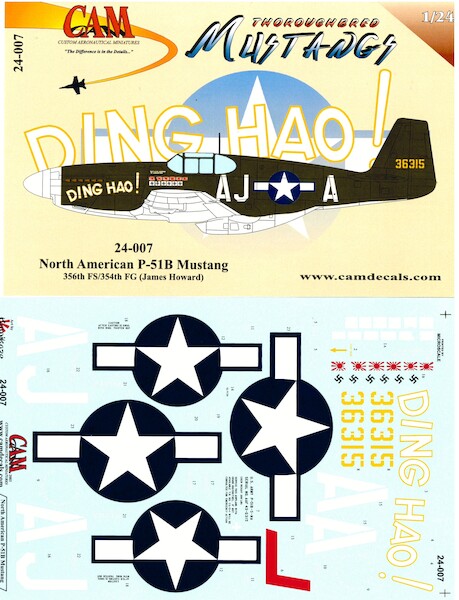 North American P51B Mustang (356FS, Howard 354FG) CAM24-007