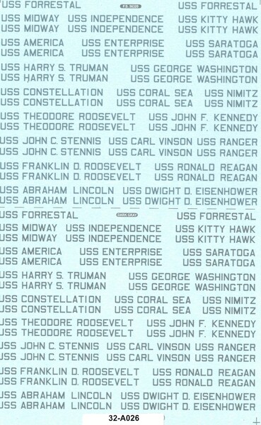 US Aircraft Carrier names (Midway through Nimitz Class) CAM32-A026