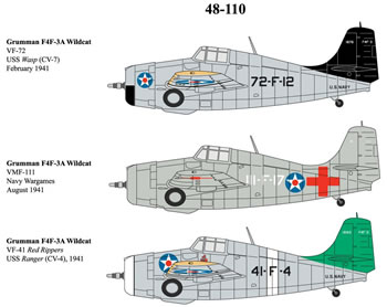Grumman F4F-3 Wildcat (VF72, VMF-111, VF-41)  CAM48-110