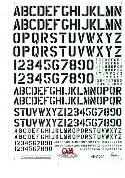 Stencil Letters & Numbers-1 (Black) CAM48-A004