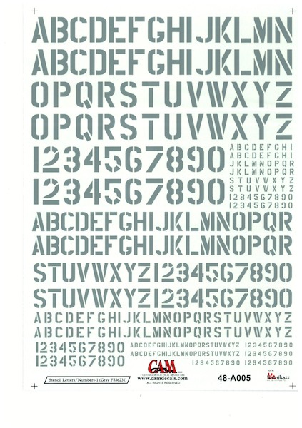 Stencil Letters & Numbers-1 (Gray FS36231)  CAM48-A005