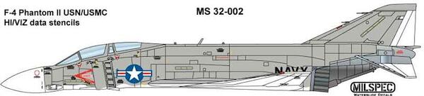 McDonnell Douglas F4 Phantom (US Navy/USMC Hi Viz Data Stencils)  MILSPEC32-002A