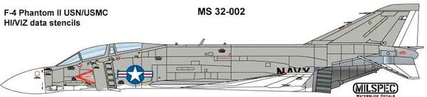 McDonnell Douglas F4 Phantom (US Navy/USMC Hi Viz Data Stencils) MILSPEC32-002A