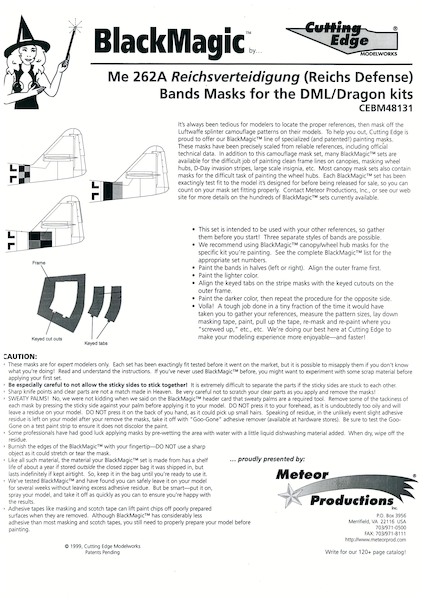 Messerschmitt Me262A Reichs Defence Band Masks (Dragon) CEBM48131