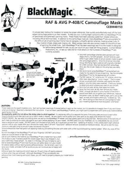 Curtiss P40B/C RAF/AVG Camouflage Hub Masks (Hobbycraft)  CEBM48153