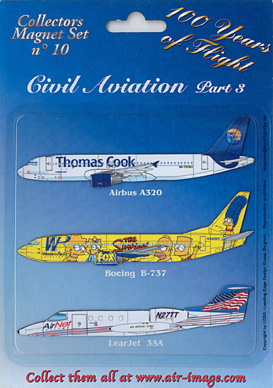 Fridge Magnets set: Civil Aviation Part 3 - Small Jets  MAGNETS 10