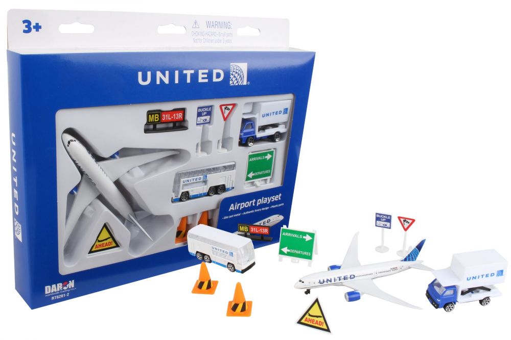 Daron RT6261-2 Airport Playset (United Airlines Boeing 787)