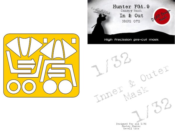 Hawker Hunter FGA9 Canopy mask  in- and outside (Revell)  NM32072