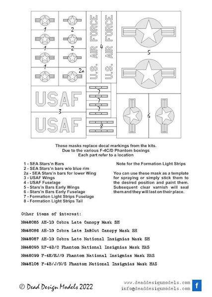 F4C/D Phantom National Insignia and Markings (Hasegawa)  NM48105