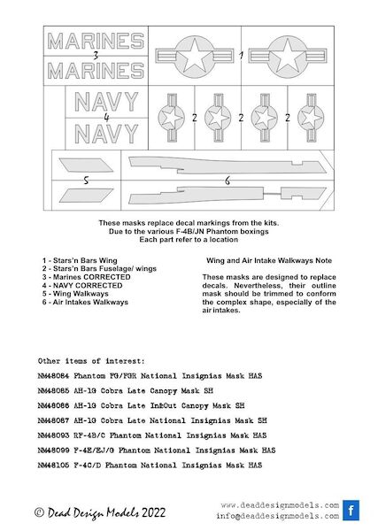 F4B/J/N Phantom National Insignia and Markings (Hasegawa)  NM48106