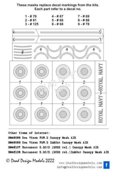 Buccaneer S2C/D National markings and stencils mask (Airfix 2022 release)  NM48109