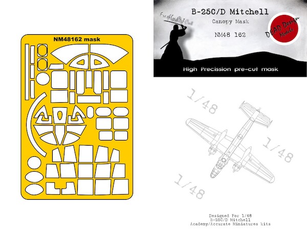 B25C/D Mitchell Canopy and glassparts mask (Acadmy/ Accurate Miniatures/Italeri) NM48162