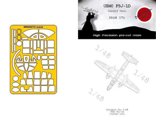 USMC PBJ-1D Mitchell Canopy and glassparts mask (Academy kits) NM48274