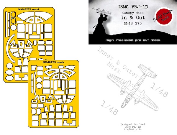USMC PBJ-1D Mitchell Canopy and glassparts mask In and outside (Academy kits) NM48275
