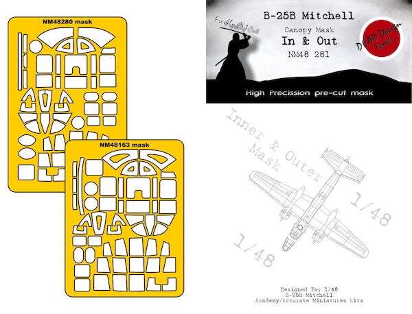 B25B Mitchell Canopy mask In- and Outside (Academy, Accurate Miniatures) NM48281
