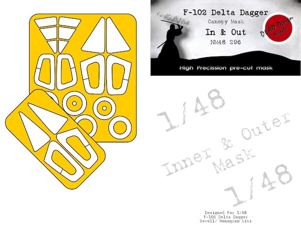 F102 Delta Dagger canopy and wheel  mask In and Outside  (Revell, Monogram kits)  NM48296