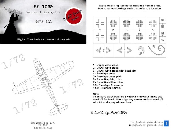 Messerschmitt BF109G-6/G-14 National Insignia & Markings (Hasegawa) NM72121