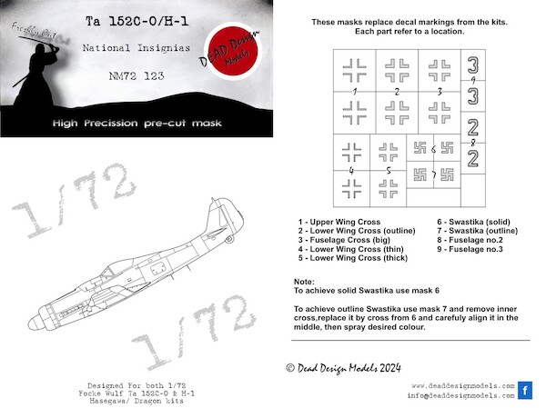 Focke Wulf Ta152C-0 & H-1 National Insignia & Markings (Aoshima, Kora Kit, Dragon) NM72123