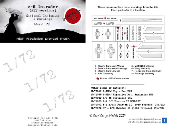 A6A Intruder National Insignia & Markings (Hasegawa, Trumpeter, Italeri, Fujimi) NM72128