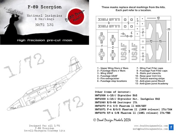 F89 Scorpion National Insignia & Markings (Revell, Hobbycraft) NM72132