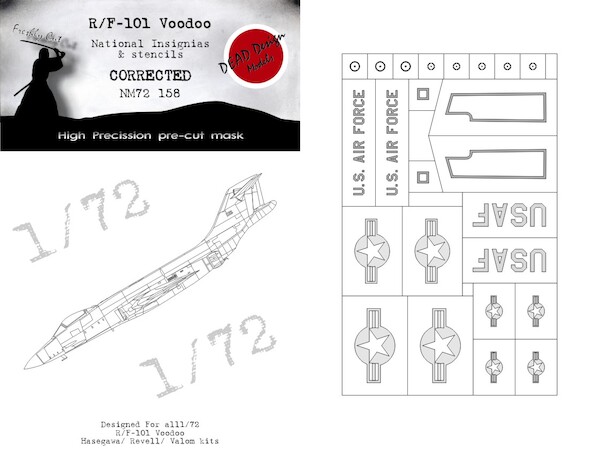 R/F101 Voodoo National Insignia and Markings mask (Hasegawea, Valom, Revell)  NM72158
