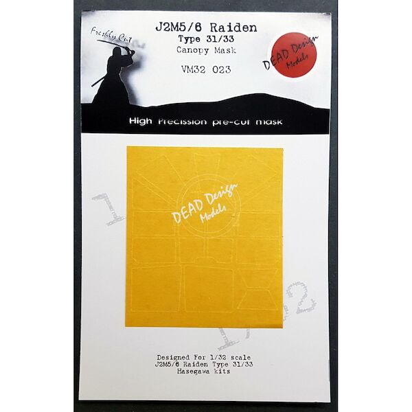 Mitsubishi J2M-5/6 Raiden Type 31/33 "Jack" Canopy masks(Hasegawa) VM32023