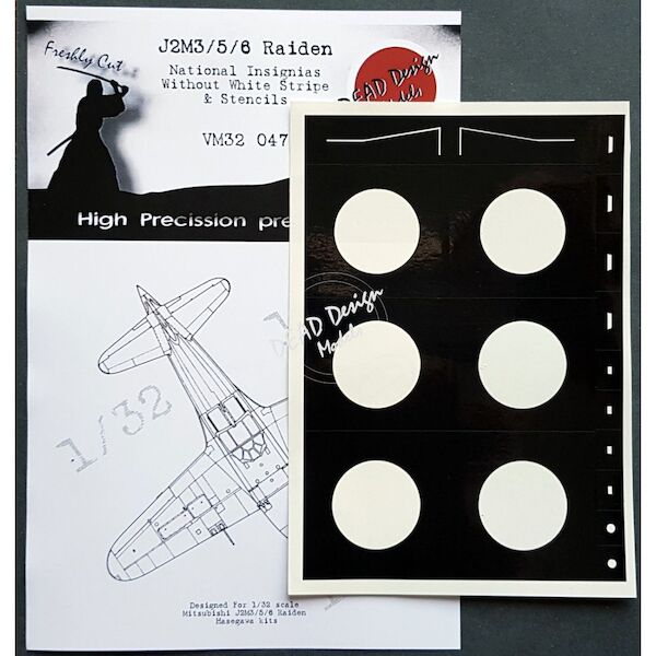 Mitsubishi J2M-3/5/6 Raiden National Insignia with white stripe and stencils Mask (Hasegawa) VM32048