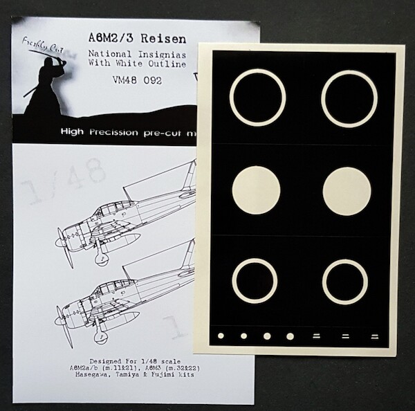 Mitsubishi A6M2/3 Reisen "Zero" National Insignia with White Outline mask (Hasegawa, Tamiya, Fujimi) VM48092