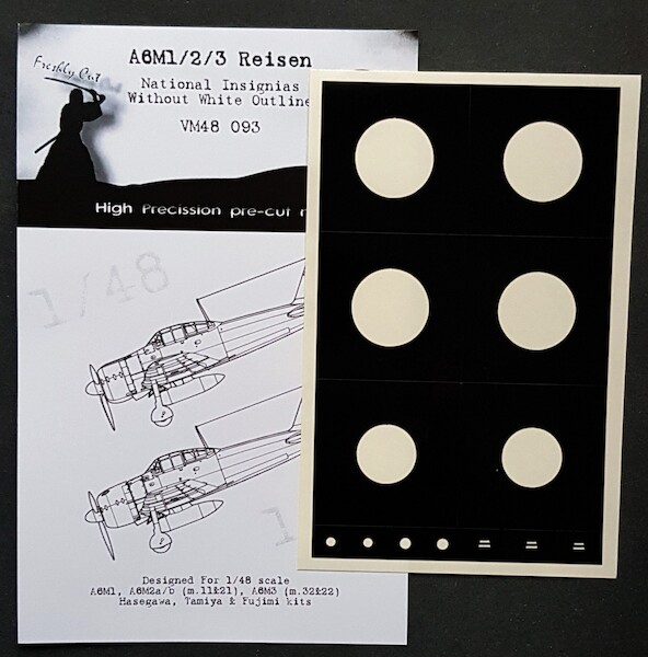 Mitsubishi A6M2/3 Reisen "Zero" National Insignia without White Outline mask (Hasegawa, Tamiya, Fujimi)  VM48093