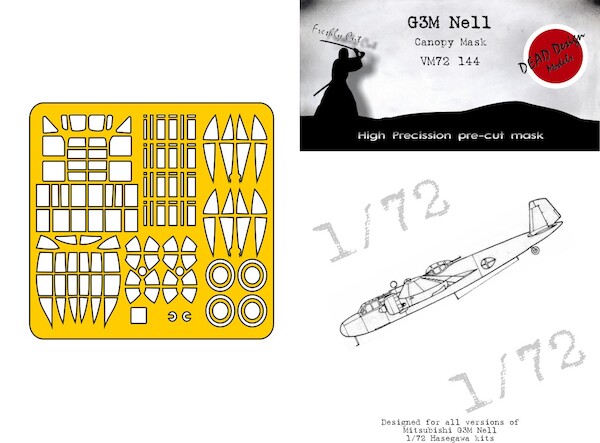 Mitsubishi G3M "Nell" all versions Canopy masks (Hasegawa) VM72144