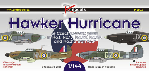 Hurricanes Of Czechoslovak Pilots In No1, No17, No32, No310 and no312 Sq RAF (11 schemes) DK144003