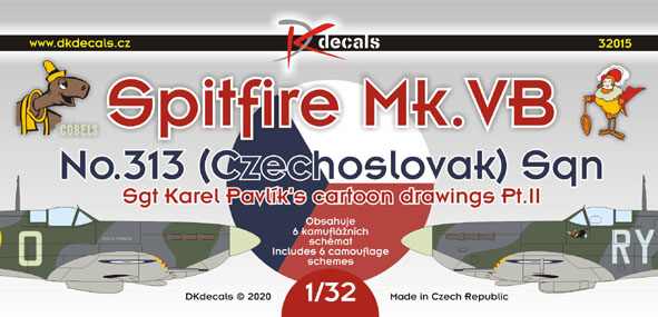 Spitfire Mk.VB No 313(Czechoslovak) and Sgt Karel Pavlik's Cartoons Part 2 (6 camo schemes) DK32015