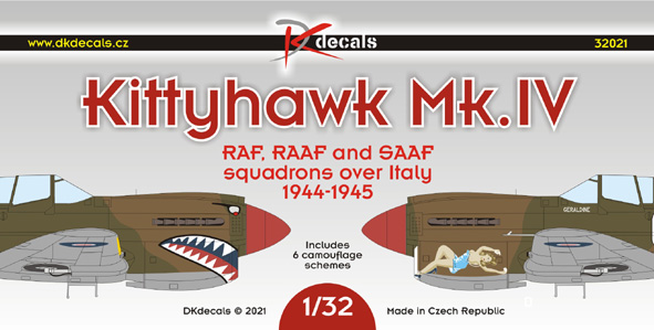 Kittyhawk MKIV in RAF, RAAF and SAAF squadrons over Italy 1944-1945 (6 camouflage Schemes) DK32021