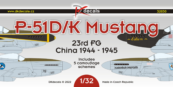 P-51D/K Mustang 23rd FG China 1944/45 (5 camo schemes) DK32030