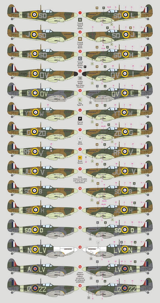 DK Decals DK48031 Spitfires MKI II Of Czechoslovak Pilots In RAF