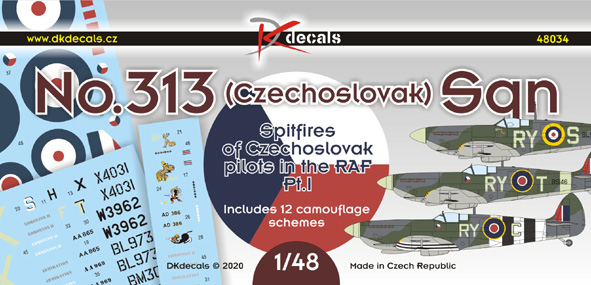 No313 (Czechoslovak) Sq. Spitfires  of Czechoslovak Pilots in RAF Part 1 (12 Schemes)  DK48034