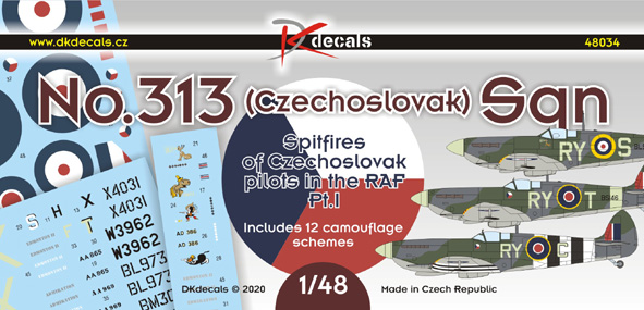 No313 (Czechoslovak) Sq. Spitfires of Czechoslovak Pilots in RAF Part 1 (12 Schemes) DK48034