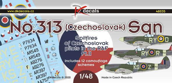 No313 (Czechoslovak) Sq. Spitfires of Czechoslovak Pilots in RAF Part 1 (12 Schemes) DK48035